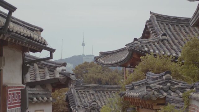 Traditional Hanok Houses overlooking Namsan and N Seoul Tower