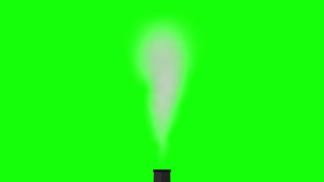 4K Industrial Chimney Smoke Animation Green Screen Chroma Key Loop