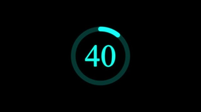 Glowing cyan circular progress bar indicator with the number forty two displayed in the center against a solid black background for digital interface