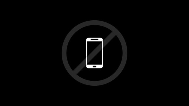 Animated of no phone allowed icon , not sign phone on background