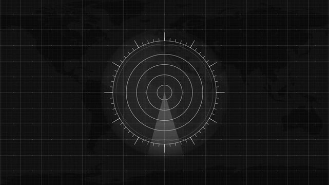Radar screen animated, world map radar HUD animation on background