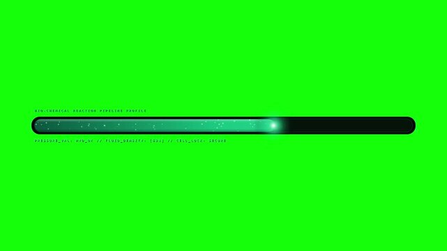 Progress loading bar animation with glowing particle effect on green screen, digital download