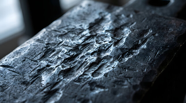 Close-up of Textured Forged Iron Surface on Blacksmith Anvil