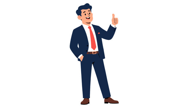 Businessman in suit giving thumbs up vector illustration