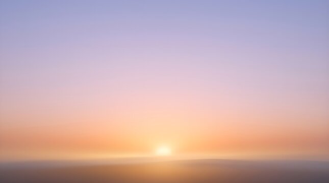 Minimalist sunrise landscape with soft pastel gradient sky and hazy horizon