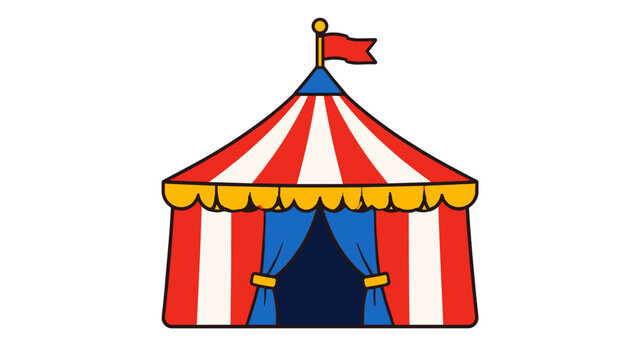 Red and white striped circus tent vector illustration