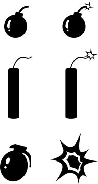 Explosives icon set, set of bomb