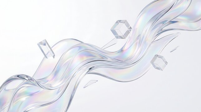Flowing liquid water wave with iridescent light reflections iridescent abstract reflection background transparent gradient artistic refraction movement refreshing