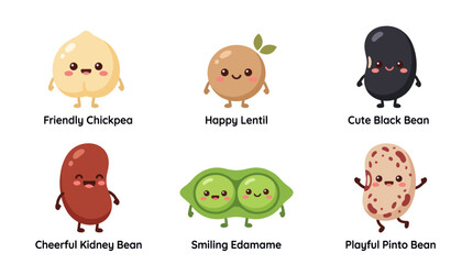 Obraz premium Assorted legumes with smiling faces