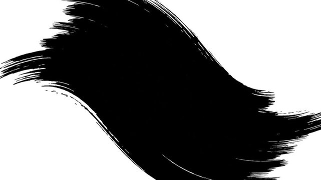 Black ink brush stroke Black And White Background