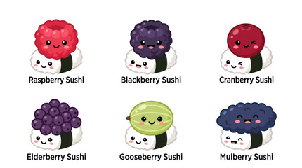 Cute berry sushi illustrations © Lukas