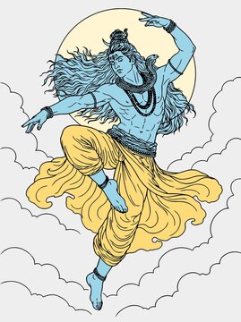 Lord Shiva and Parvati Hindu god Design Element. Sketch or Drawing of Shiva Parvati Outline Editable Vector Illustration