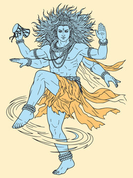 Lord Shiva and Parvati Hindu god Design Element. Sketch or Drawing of Shiva Parvati Outline Editable Vector Illustration