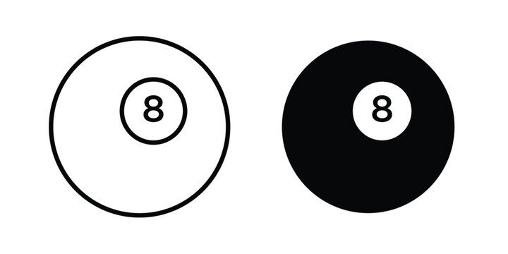 Pool 8 ball icon minimal illustration set
