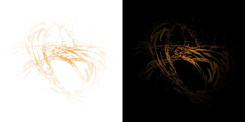 Gold glitter dust swirl isolated on black. Golden magic particle trail for design overlay. © Tania