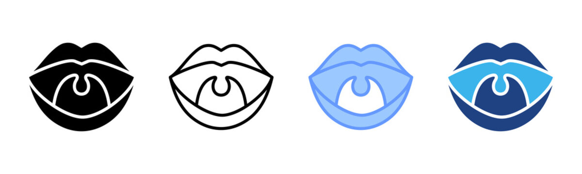 Tonsils icon set multiple style collection