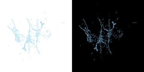 Obraz premium Water splash isolated on white background. Dynamic liquid explosion with clear droplets.