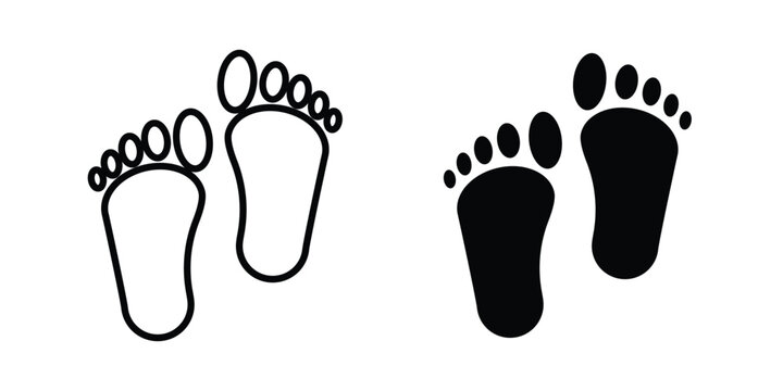 Baby footprint icon minimal illustration set