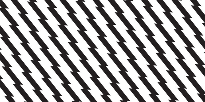 Repeated black zigzag lines on white background. Thunder bolt wallpaper. Jagged stripes pattern. Boom or power, energy or speed, danfer or surprise anime cartoon print. Vector graphic illustration