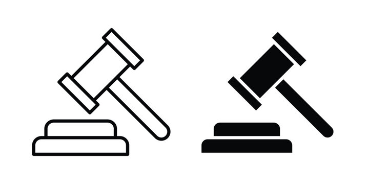 Judge gavel icon editable pictograms collection