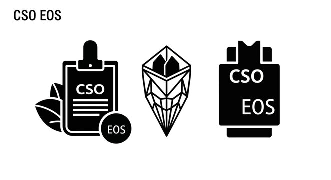 CSO and EOS Icons: Clipboard with Leaves and Circle Symbol
