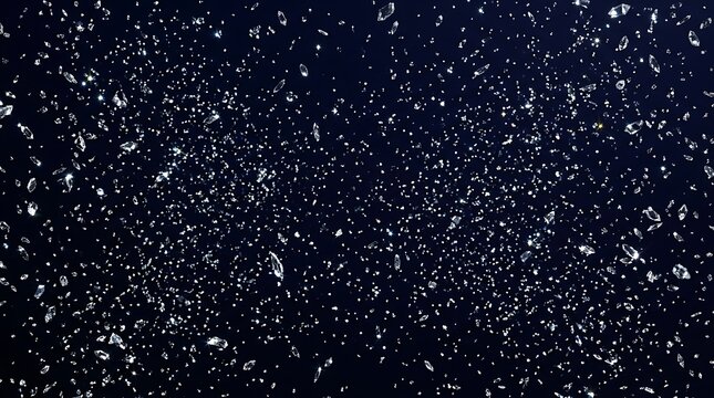 Abstract Dark Blue Background with Tiny White Specks Falling Like Snow