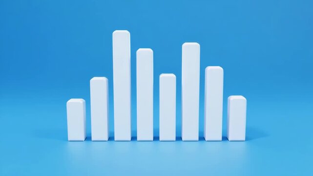 White Bar Chart Growing and Shrinking in a Clean Studio Setting