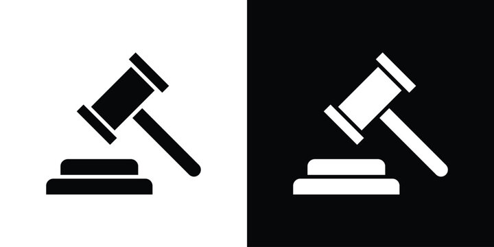 Judge gavel icon outline logo group