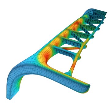 Finite element analysis stress distribution on an engineering structure