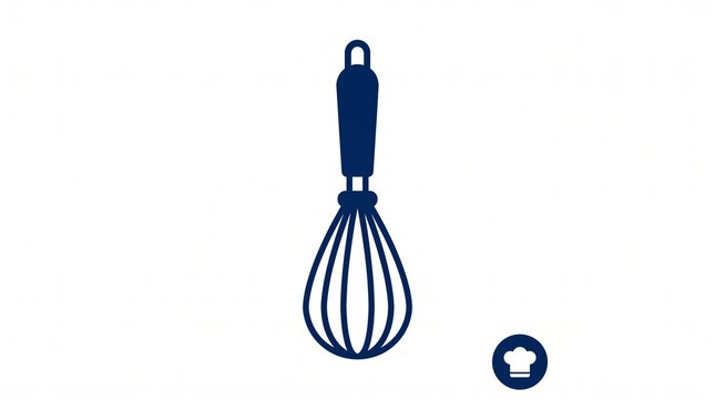 Whisk tool serves as a professional kitchen utensil for blending and mixing ingredients during food preparation.