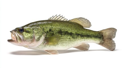 Naklejka premium Studio image of a largemouth bass with natural coloring on white background