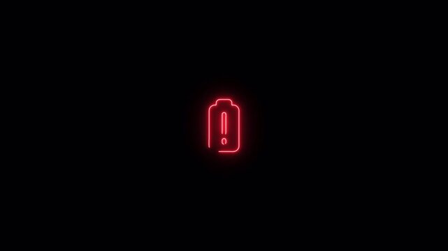 Neon glowing battery low icon blinking animation