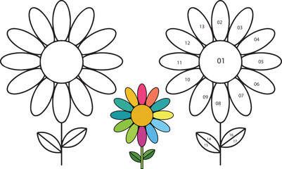 Obraz premium Flower Stained Glass Pattern | Colorful Blossom Glass Panel | Ornamental Design