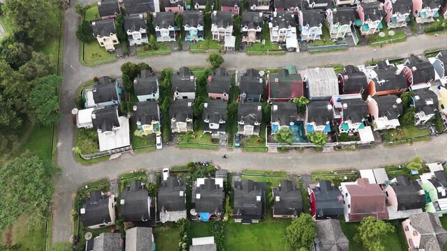 Colorful Residential Housing Complex Top Down Aerial View