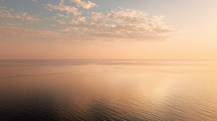 Obraz premium Sunset aerial panorama over a calm ocean in a minimalistic seascape