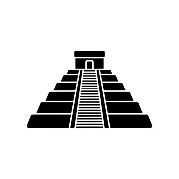 Premium Neo Minimal Kukulkan Pyramid icon featuring the iconic El Castillo pyramid at Chichen Itza in a clean geometric style. Perfect for history, archaeology, travel, UNESCO World Heritage, Mayan ci