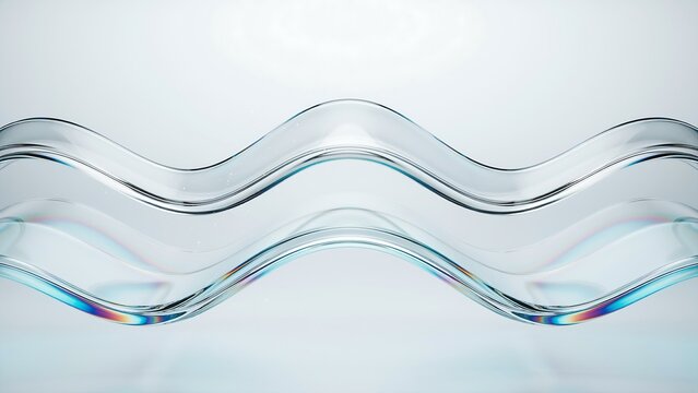 Abstract 3d wave shape with transparent glass texture
