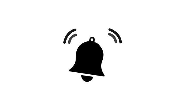 Animated ringing bell icon on transparent background with alpha channel. Yellow notification alert symbol, alarm and reminder sign.on alpha transparent background.