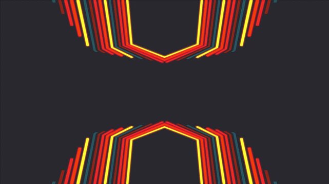 Perfect retro groovy striped animation with funky glowing colors. Mirrored video effect background