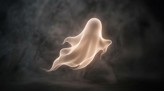 Ethereal Ghostly Figure Floating Through Misty Eerie Atmosphere
