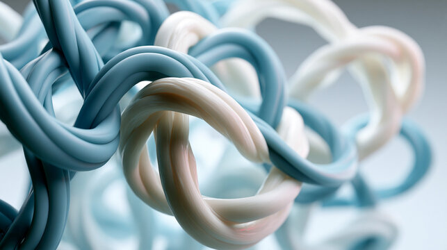 Abstract Flowing Ribbons in Blue and White, Soft Motion