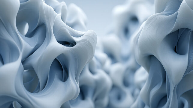 Abstract White Flowing Forms Organic Shapes
