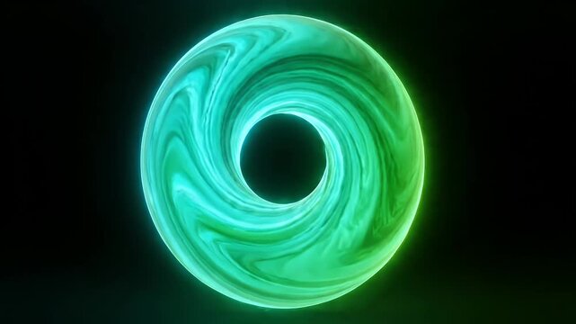 Vibrant Green Cyan Swirling Orb Abstract Loop
