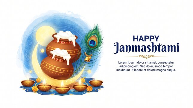 illustration of Dahi Handi fo Hindu Festival Shree Krishna Janmashtami.