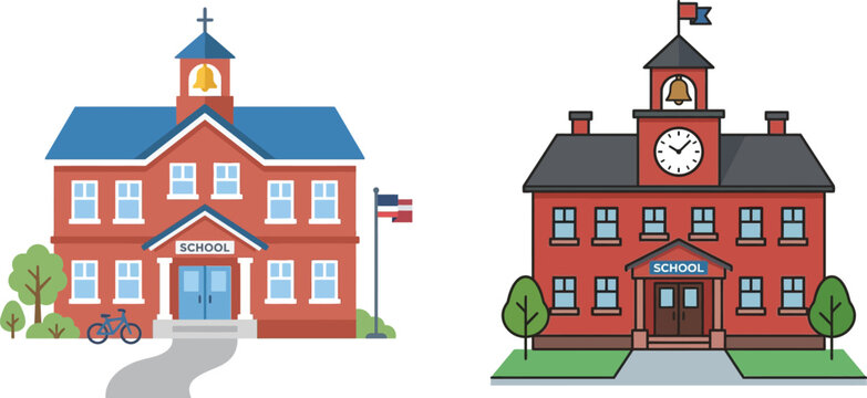 Colorful school buildings illustration
