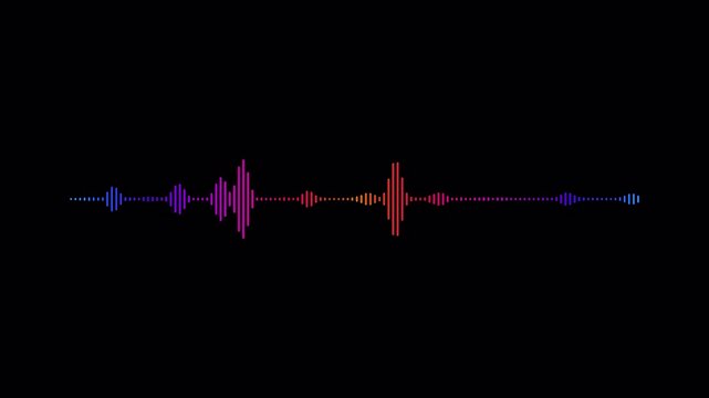 Music sound wave or audio wavefrom on transparent background. Line digital minimalist voice and symbol technology with alpha channel in 4k.