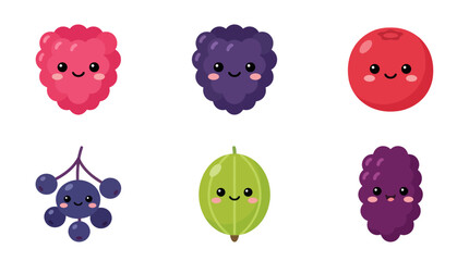 Obraz premium Cute kawaii berries assortment