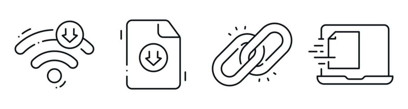 Download and link icons showing file transfer and connectivity. Editable stroke