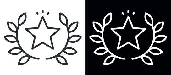 Obraz premium Outline of a star with laurel wreath in minimalist design