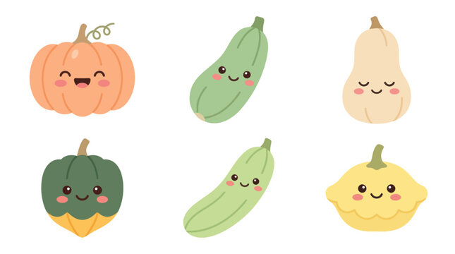 Cute kawaii vegetables cartoon collection